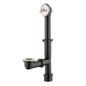 Trip Lever 1-1/2 in. Black Poly Pipe Bath Waste and Overflow Drain in Brushed Nickel