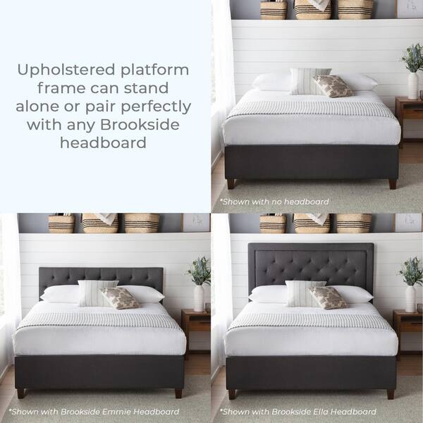 Brookside Ava Charcoal King Upholstered, King Size Upholstered Bed Frame With Wood Slats Platform Headboard Charcoal