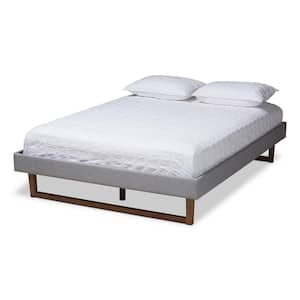 Liliya Gray and Walnut King Platform Bed Frame