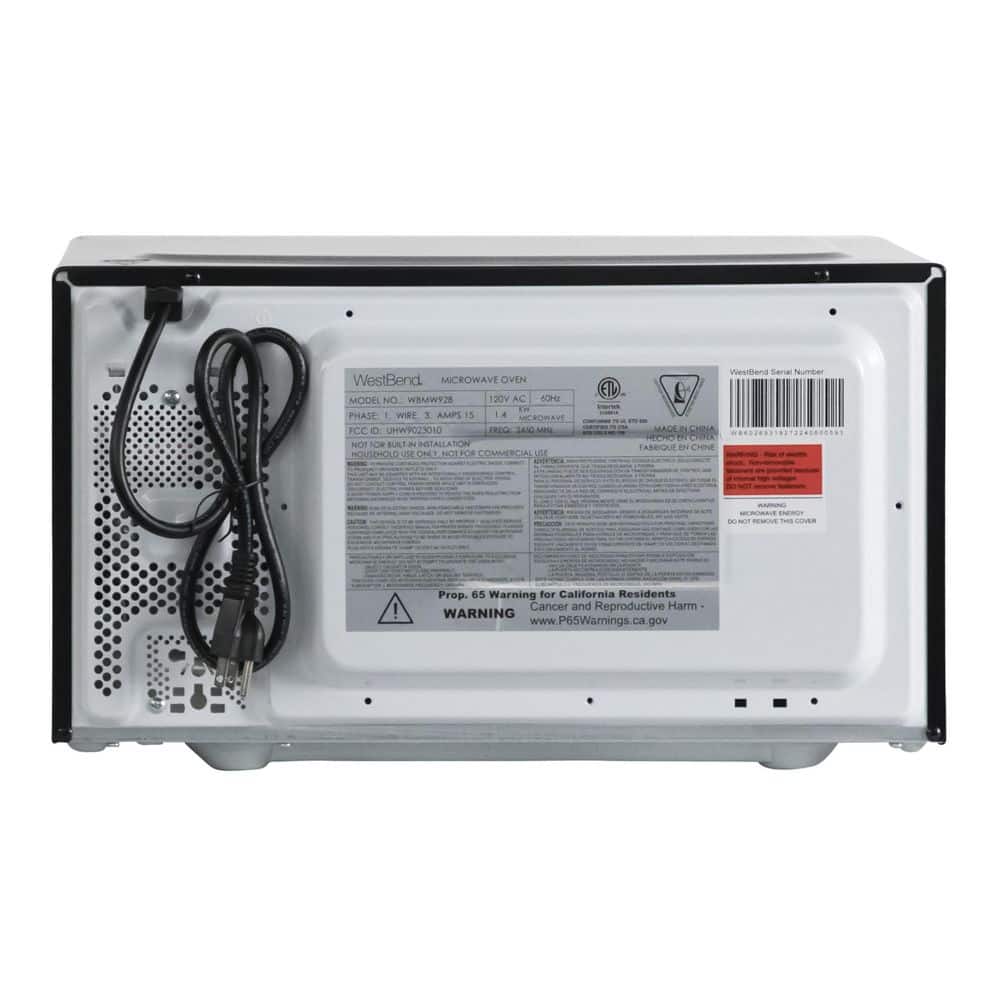 West Bend Compact Black 900-Watt Microwave Oven with LED Light