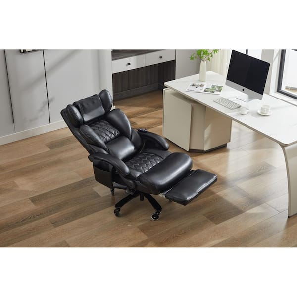 Cressida Faux Leather Upholstered Swivel Office Chair in Black with Adjustable Height and Wheels