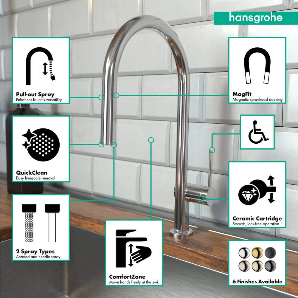 Modern Chrome HighArc Pull-Down Kitchen Faucet with 360° Swivel Spout
