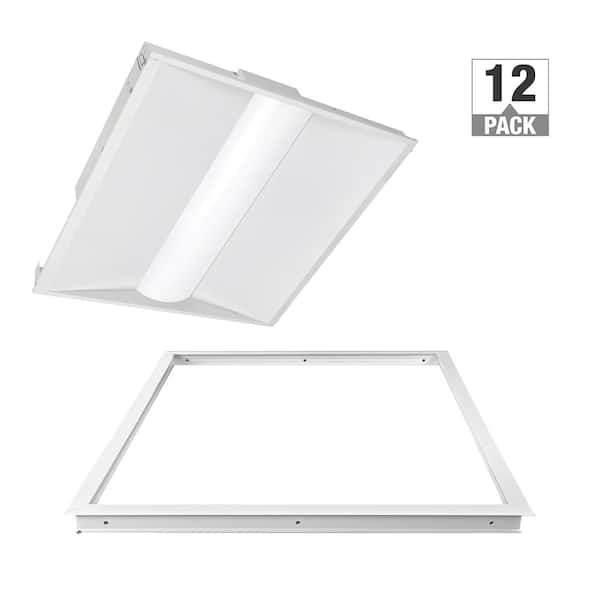 ETI LIGHTING 2 ft. x 2 ft. Center Basket Integrated LED Troffer Light Drywall Mount Kit 3500K 4000K 5000K 29W/24W/19W/15W (12-Pack)