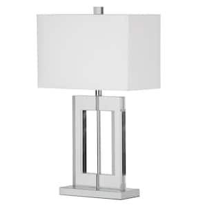 Crystal 25.5 in. H 1-Light Polished Chrome Table Lamp with Fabric Shade