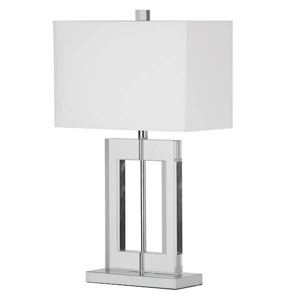 Dainolite Crystal 25.5 in. H 1-Light Polished Chrome Table Lamp with Fabric Shade