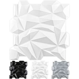 Diamond Embossed Pattern 19.7 in. x 19.7 in. PVC 3D Wall Panel in White for Interior Decor (12-Panels)