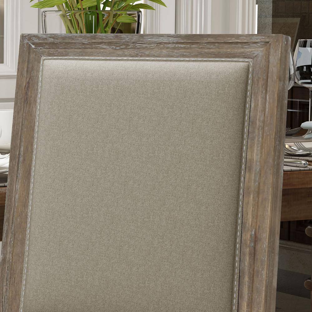 Ledger Distressed Wheat Upholstered Wood Side Chairs, Set of 2