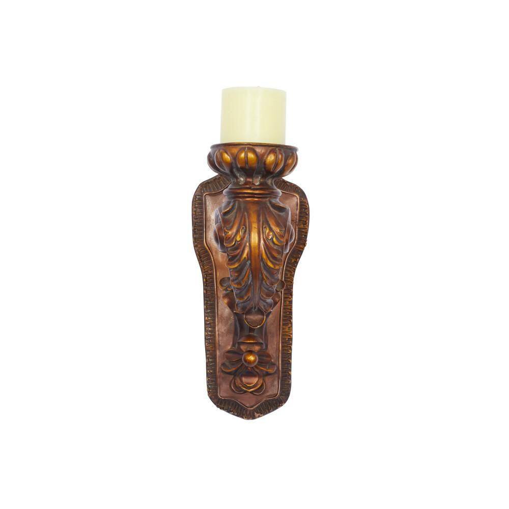 Bronze Polystone 13" Traditional Candle Wall Sconce