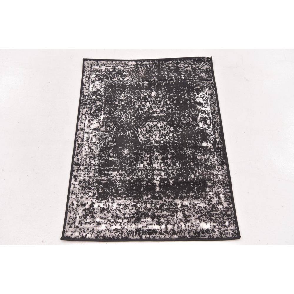Black Rectangular Stain-Resistant Synthetic Area Rug