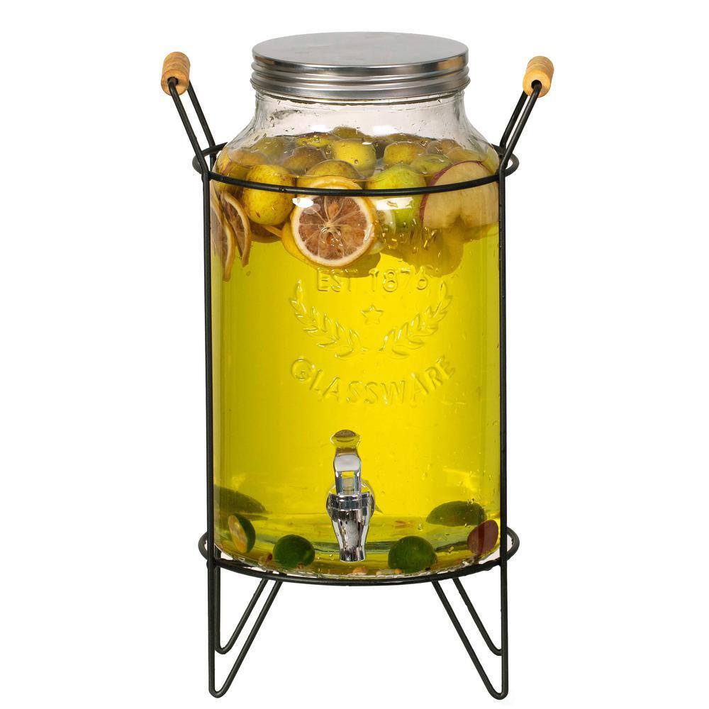 Glazen Drankdispenser 8L Met Kraan En Bamboe Standaard - Perfect Voor Feesten