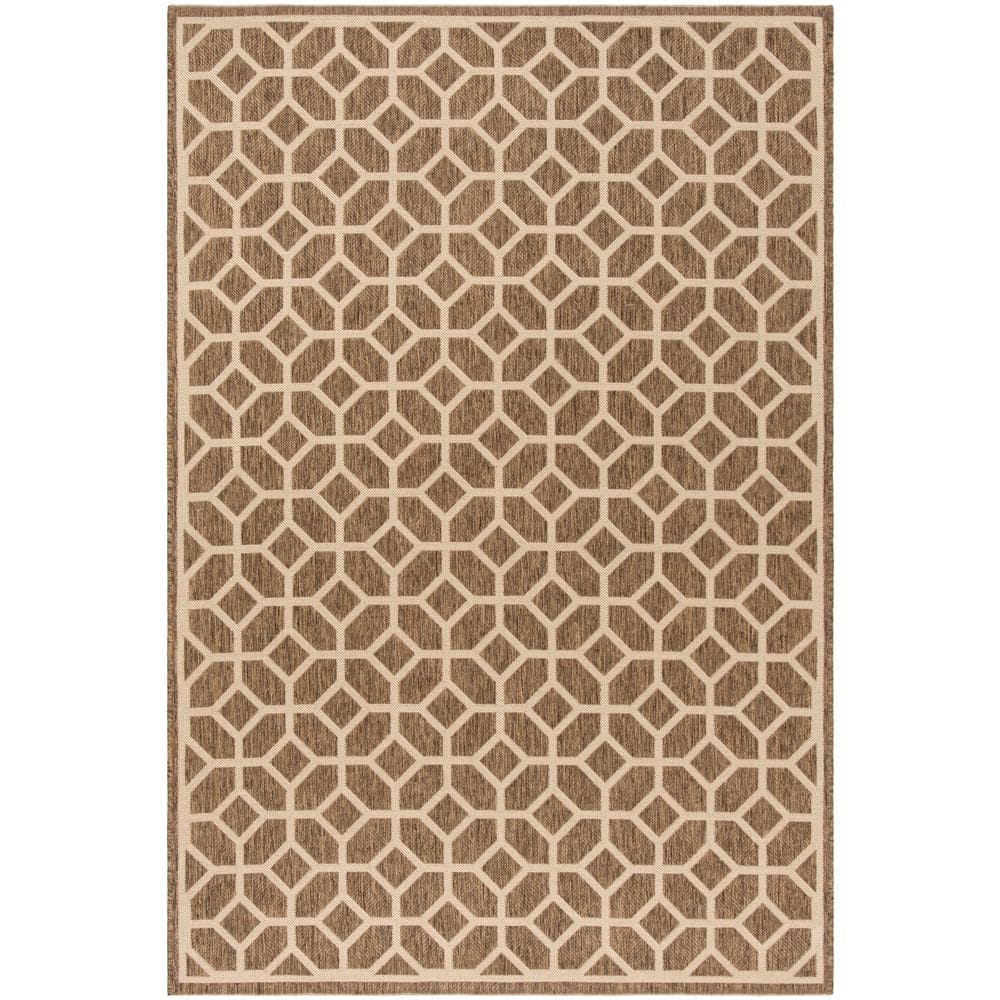 Beige and Cream Geometric Indoor/Outdoor Area Rug