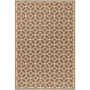 Beach House Beige/Cream 5 ft. x 8 ft. Geometric Indoor/Outdoor Patio  Area Rug