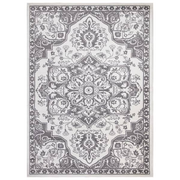 Concord Global Trading Jefferson Collection Vintage Medallion Ivory 5 ft. x 7 ft. Area Rug