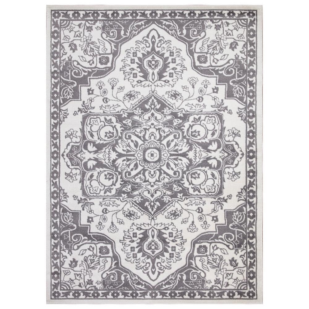 Concord Global Trading Jefferson Collection Vintage Medallion Ivory 7 ft. x 9 ft. Area Rug 69326