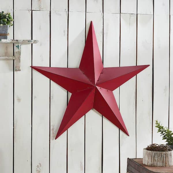 1-Piece 36 in. x 36 in. Speckled Red Distressed Metal Star Wall Decor