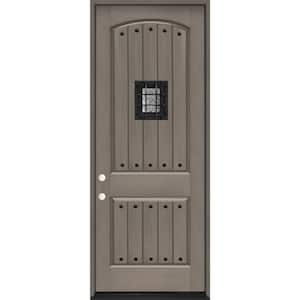 36 in. x 96 in. 2-Panel Right-Hand/Inswing Ashwood Stain Fiberglass Prehung Front Door with 4-9/16 in. Jamb Size