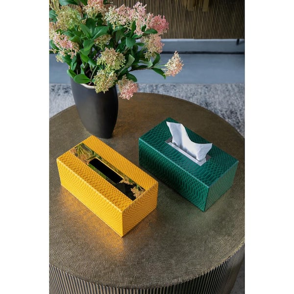 BCLONG Leather Tissue Box Cover Holder Square Tissues Case Roll Paper  Dispenser Lake Green
