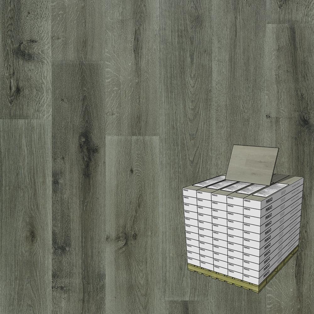 Outlast+ Montage Grey Oak 12 mm T x 7.4 in. W Waterproof Laminate Wood Flooring (1079.7 sqft/pallet) -  Pergo, LF000996PLT