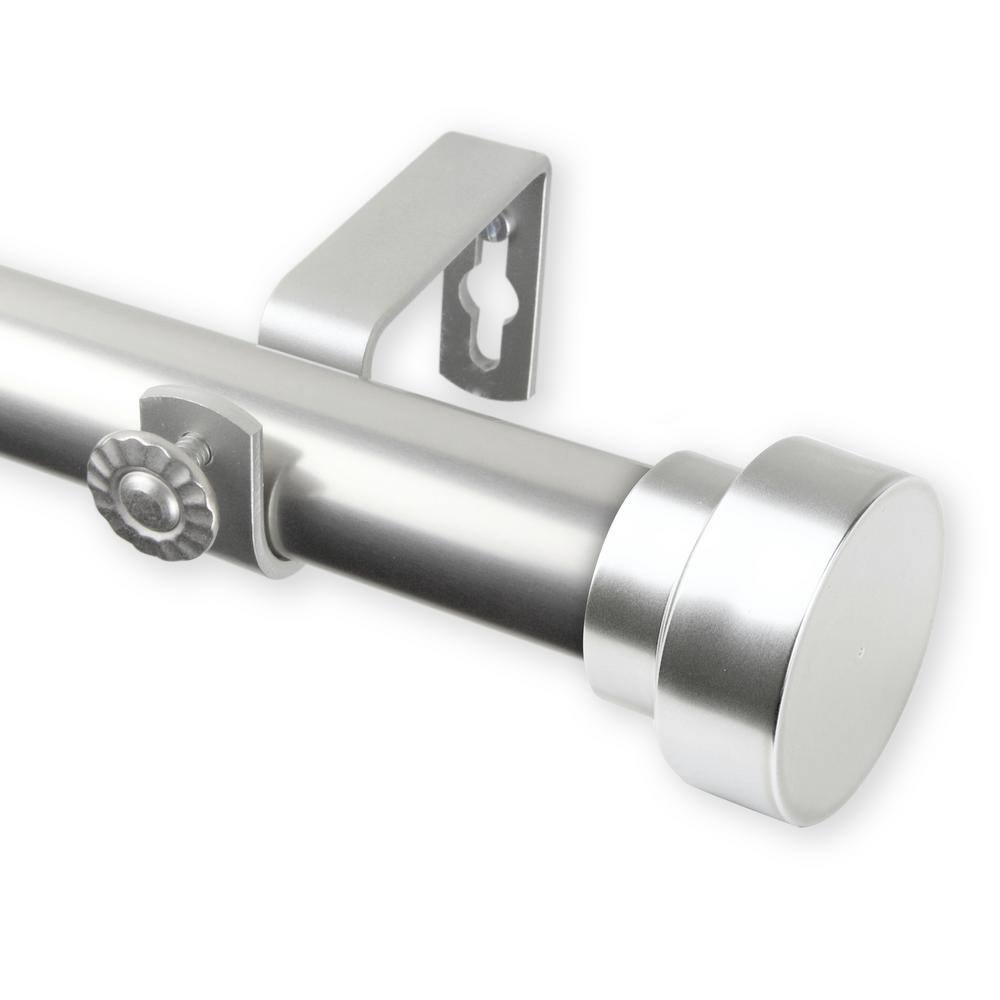 Adjustable Satin Nickel Single Curtain Rod with Finial, 18-28 inches