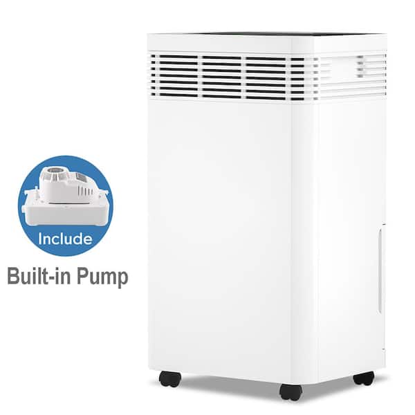 125 pt. 6,000 sq.ft. Commercial Dehumidifiers in White with Bucket and  Built-in Pump, with Auto Defrost for Basement