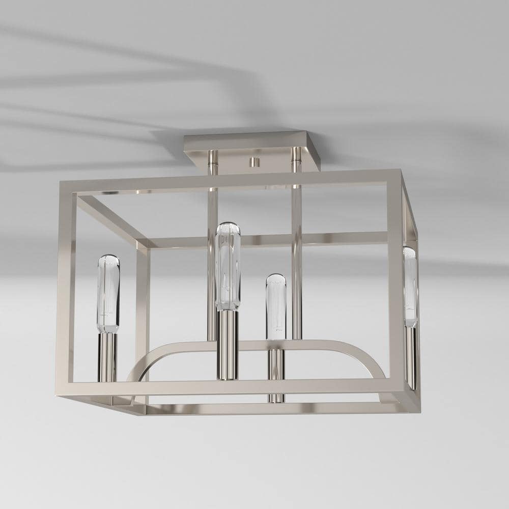 Sleek Uptown 12" Satin Platinum Modern Ceiling Light