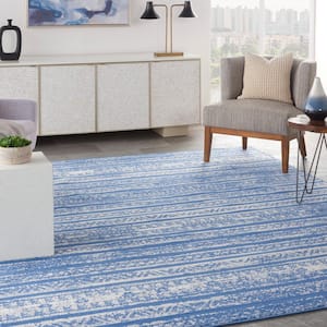 Whimsicle Light Blue Ivory 8 ft. x 10 ft. Abstract Contemporary Area Rug