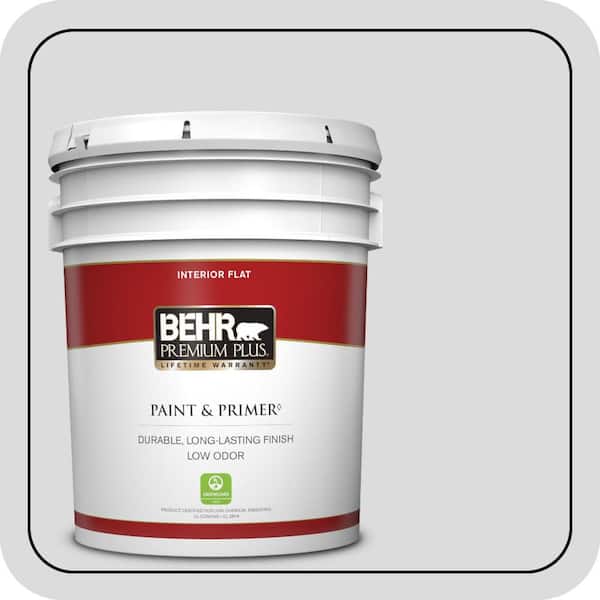 BEHR PREMIUM PLUS 5 gal. #N530-1 Pixel White Flat Low Odor Interior Paint & Primer