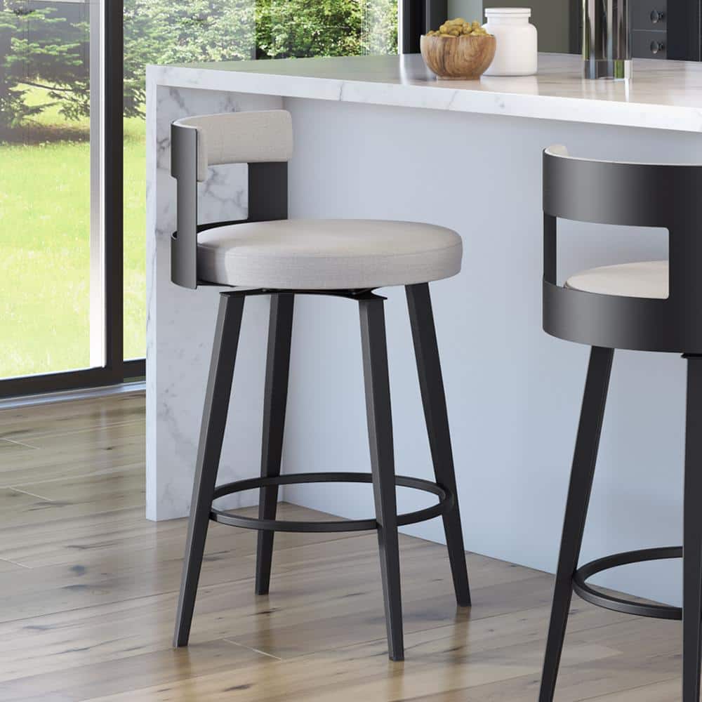 Paramont 26.5" Light Gray/Black Metal Swivel Counter Stool