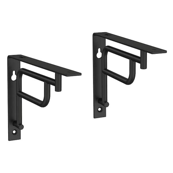 2-Pack 7 in. Matte Black Steel Art Deco Decorative Shelf Bracket