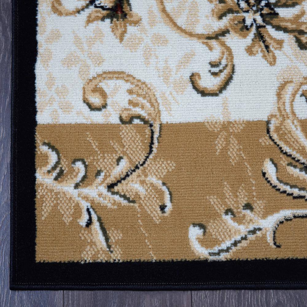 Elegant Optimum Byron 63" Floral & Geometric Black Area Rug