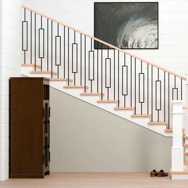 12-Pack 44" Wrought Iron Balusters With 60 Flat Shoes - Satin Black Deck Spindles