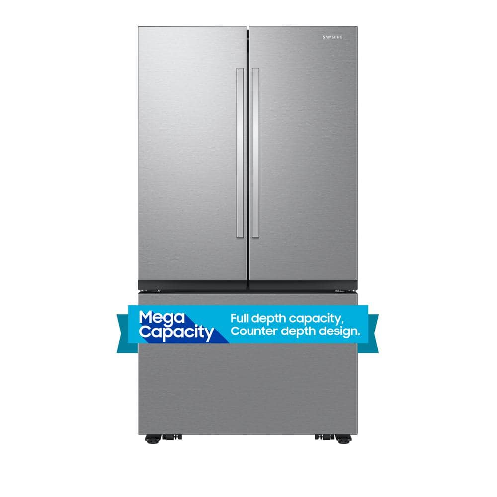 Samsung 27 cu. ft. Mega Capacity Counter Depth 3-Door French Door Refrigerator with Dual Auto Ice Maker in Stainless Steel, Silver