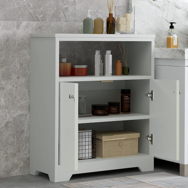 Wall Bathroom Storage Cabinet Wood Cabinet w/ Doors & Organized Shelves