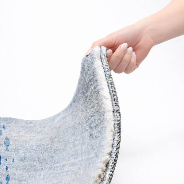 Dream Shag Premium Machine Washable Abstract ADS627 Blue 9 ft. x 12 ft. Area Rug