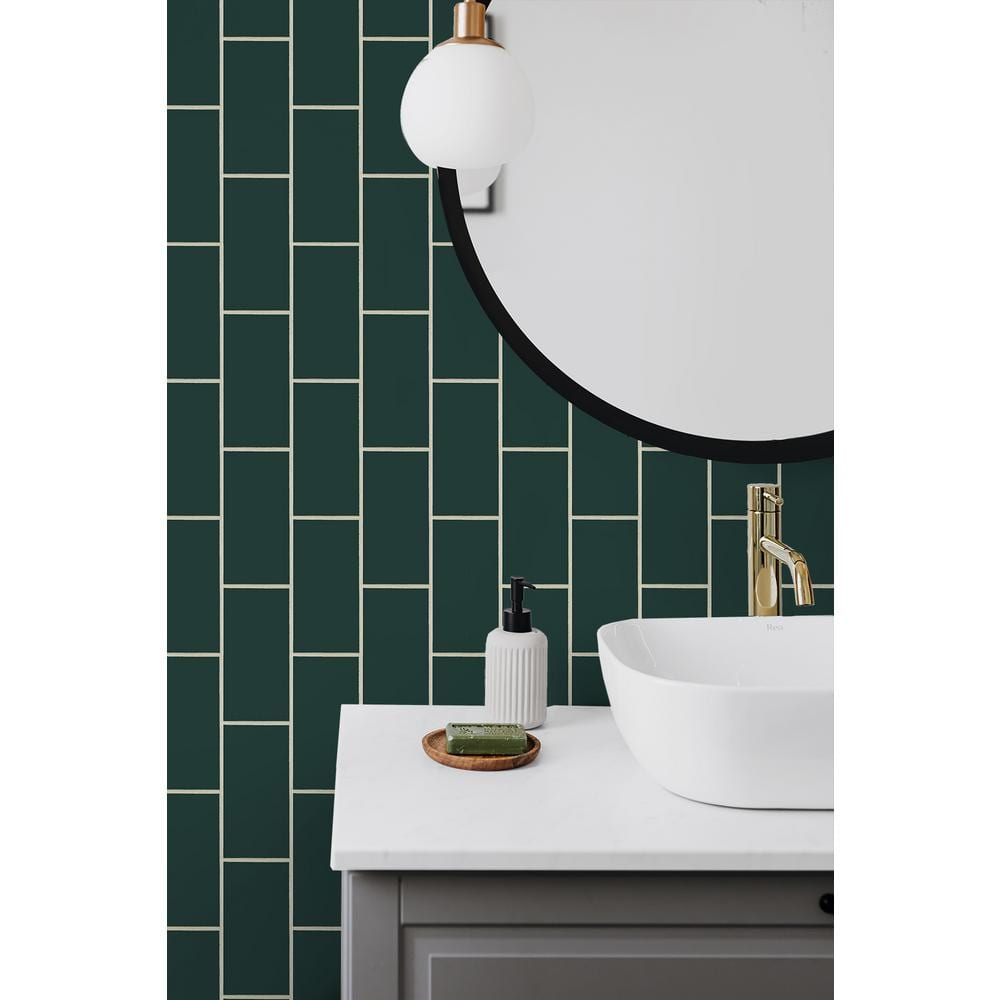 Evergreen Vinyl Peel and Stick Subway Tile Wallpaper