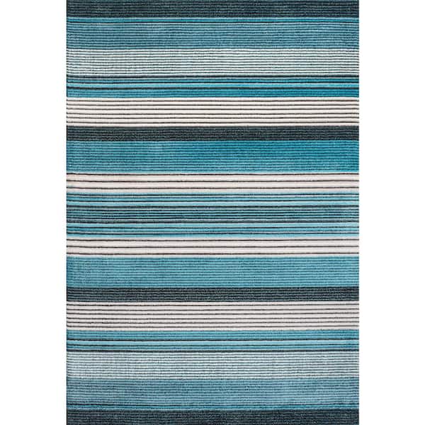 Duxbury Blue/Navy 3 ft. x 5 ft. Gradient Ticking Striped Area Rug