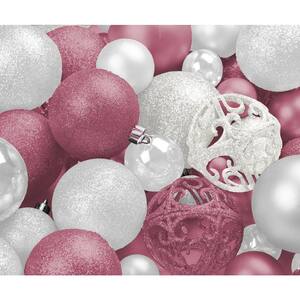 Pink & White Christmas Ornament Hanging Shatterproof Balls with Metal Hooks for Indoor/Outdoor Christmas Tree (100-Pack)
