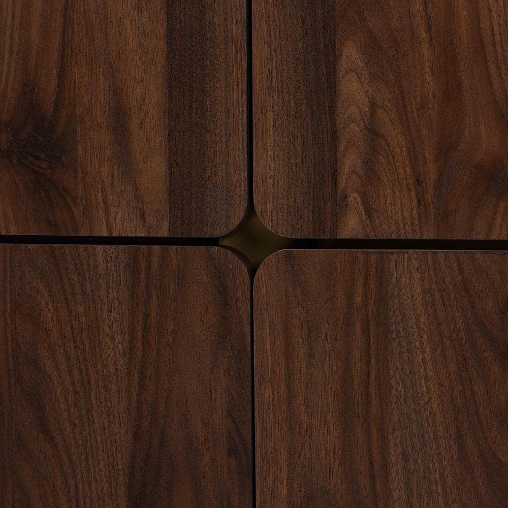 Graceland Walnut Wood Shoe Cabinet with Gold Legs