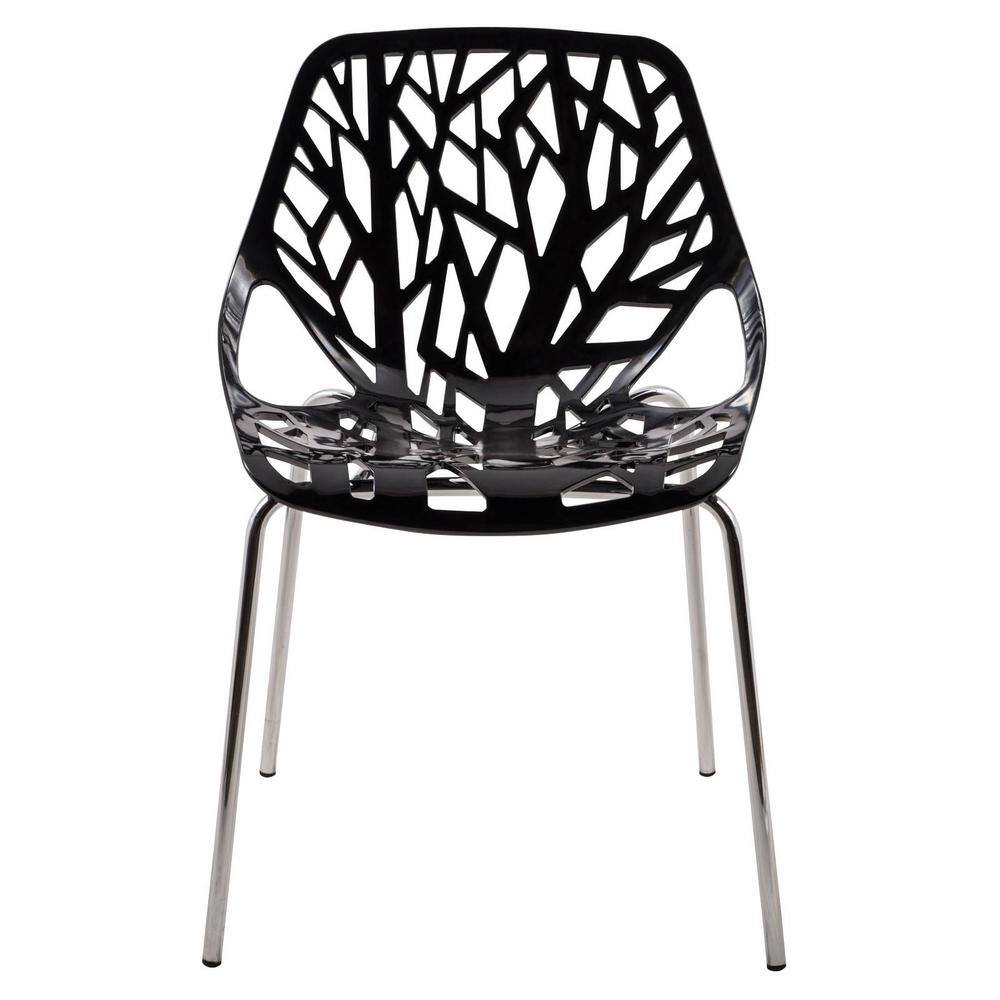 Asbury High-Back Black Wood & Metal Side Chair Set