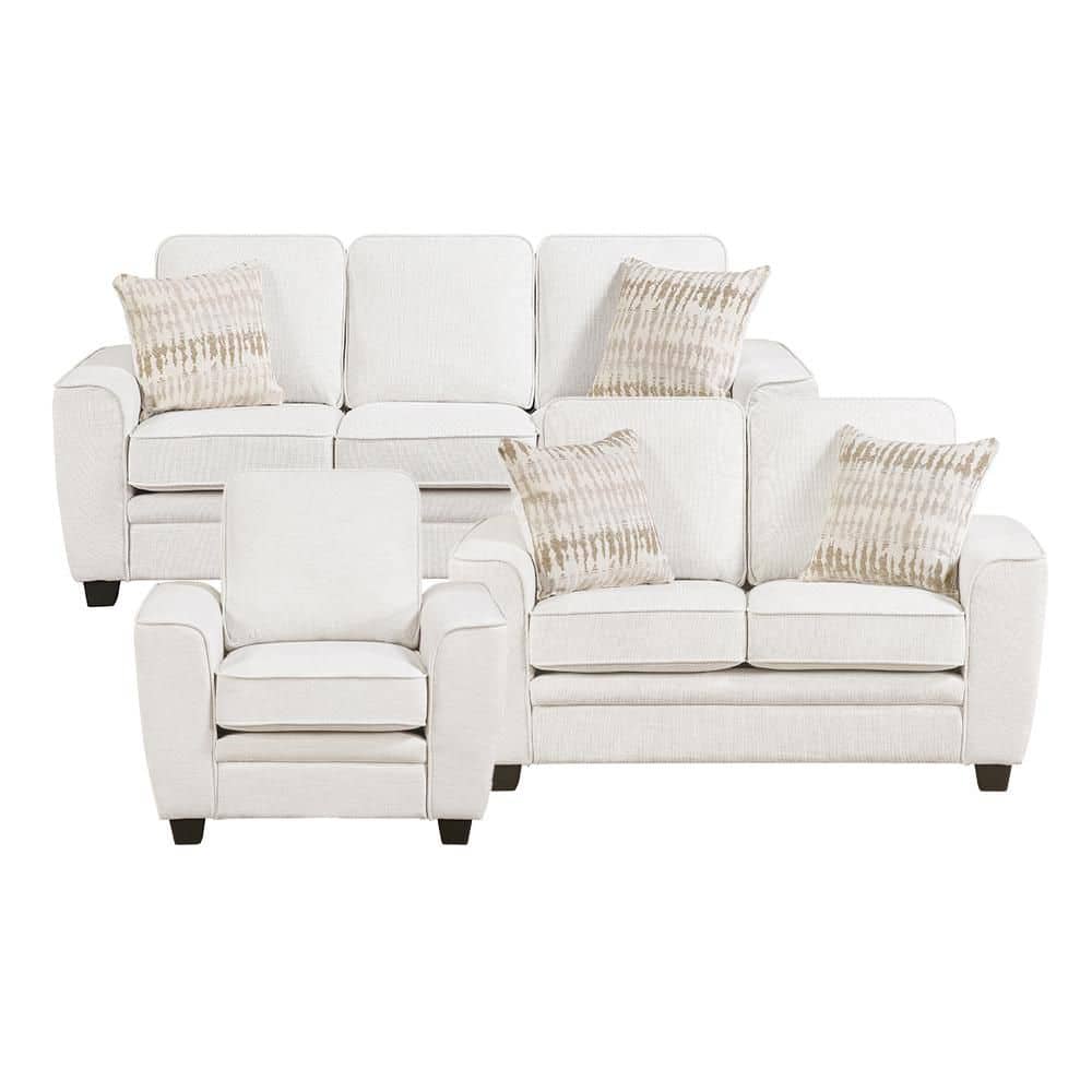 Hedera 83 in. W Square Arm Chenille Fabric Rectangle 3-Piece Living Room Sofa Set in Beige price history on PriceWatchPro