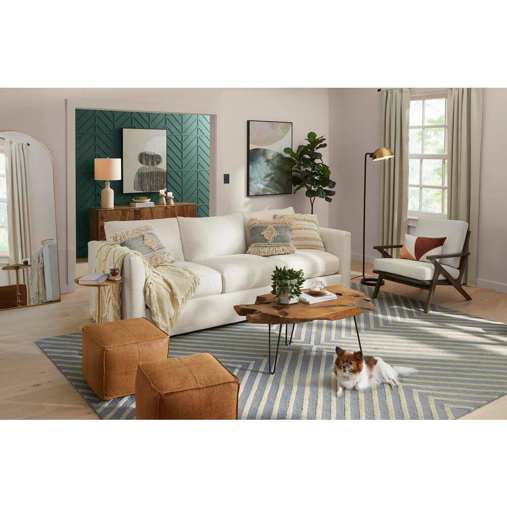 Zanthia Cream and Gray Embroidered Square Throw Pillow