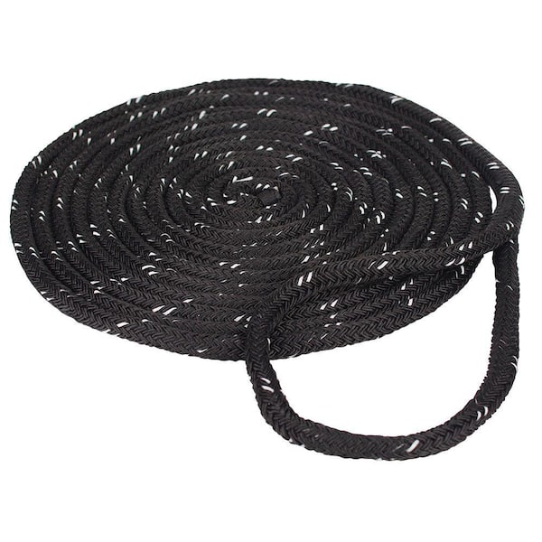 Everbilt 3/8 in. x 15 ft. Reflective Dock Line Double Braid Nylon Rope,  Black 70782 - The Home Depot