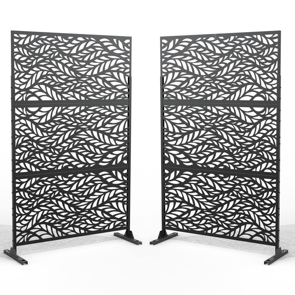 Uixe UIXE 76 in. Galvanized Steel Garden Fence Outdoor Privacy Screen ...