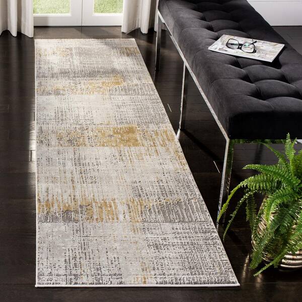 Craft Gray/Beige 2 ft. x 12 ft. Abstract Runner Rug
