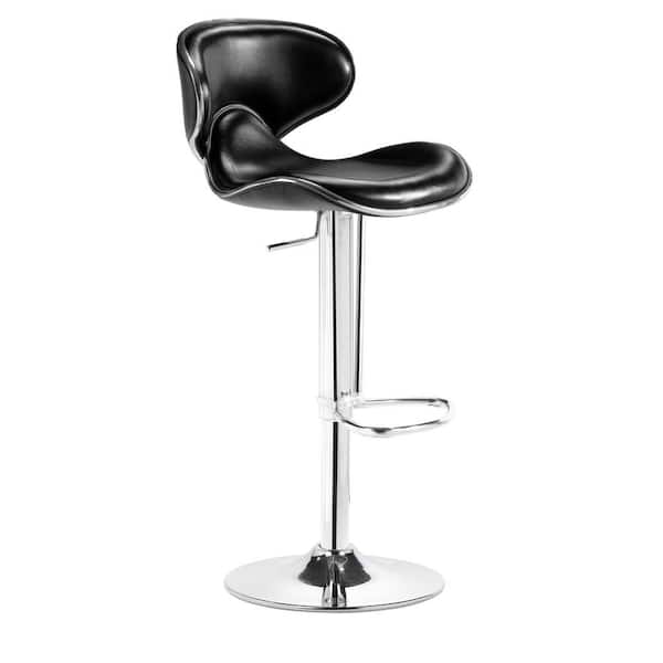 ZUO Fly Adjustable Height Black Cushioned Bar Stool