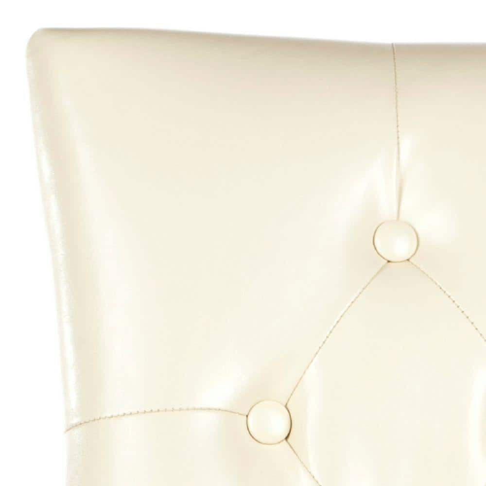 Modern Flat Cream Leather Parsons Side Chair with Espresso Wood Legs