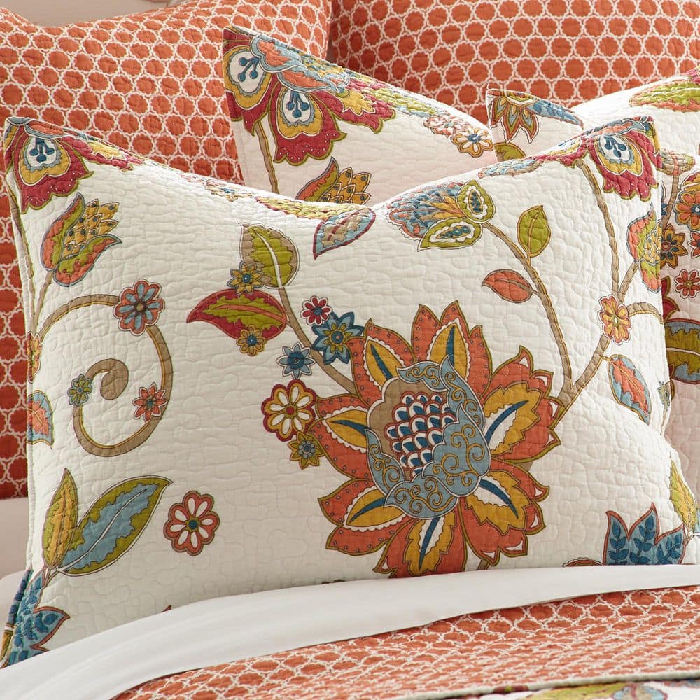 Clementine White Cotton Twin Reversible Quilt Set