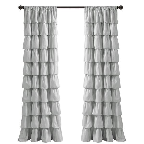 Ruffle Window Curtain Panels Light Gray, Ruffle Curtain Panels