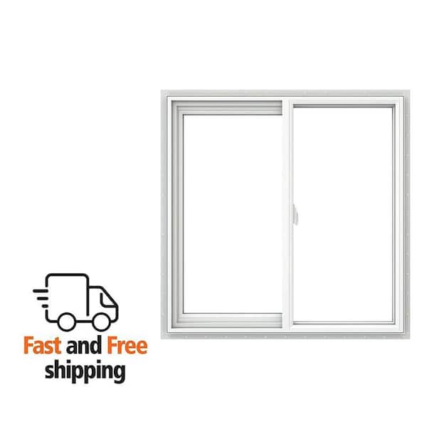 V-2500 Series 23.5 in. W x 23.5 in. H Left-Handed White Vinyl Low-E Sliding New Construction Window w/ Nail Fin Frame