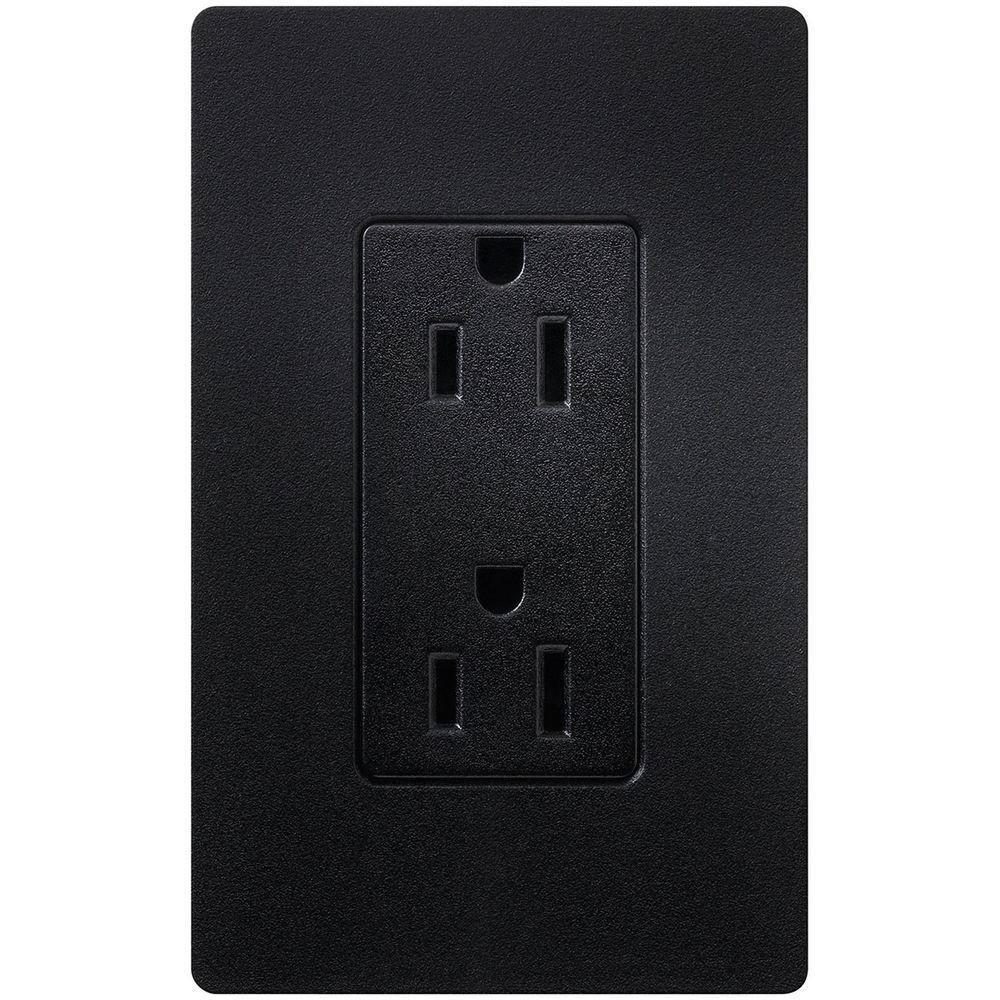 Midnight Black Tamper-Resistant Duplex Receptacle with Wall Plate